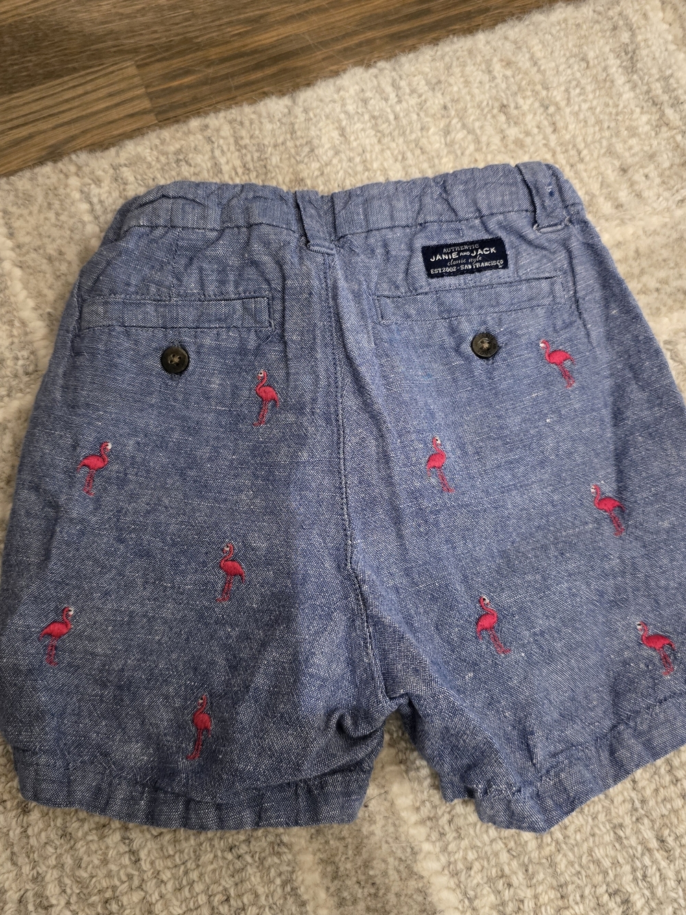 Janie and Jack Boys' Blue Flamingo Embroidered Shorts 18-24m